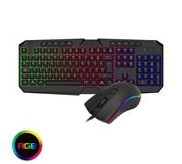 CiT Avenger Rainbow Gaming Keyboard and Mouse Set, Rainbow LED,Gaming Keys, Multimedia Functions, 4 Button Mouse (800-1200-1600-2400 DPI) USB Wired Desktop Combo, UK Layout, For PC | Black