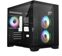 CiT Concept Black Dual Tempered Glass Panelling Micro-ATX PC Gaming Cube with 6-Port PWM Fan Control CiT Concept Black Dual Tempered Glass Panelling Micro-ATX PC Gaming Cube with 6-Port PWM Fan Contro