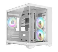 CiT Concept White Micro-ATX Gaming Cube Case - Front Side Windows - 3 ARGb Fans