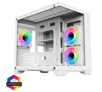 CiT Concept White MATX Gaming Cube Case w/ 3 x CiT Celsius Dual-Ring Infinity Fans