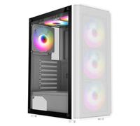 CiT Delta White Mid-Tower PC Gaming Case ATX with Mesh+Accented ABS Front & Tempered Glass Side Panel with 30% Tint with 6 x Infinity 120mm ARGB Inner-Ring Fans & 6-Port Hub Included