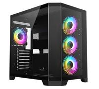 CiT DS360 Black Dual Chamber Panoramic Three-Sided Tempered Glass ATX PC Computer Case With 4 x 120mm CiT Celsius 120mm Infinity ARGB PWM Fans Bundled & 6-Port PWM Fan Hub Included