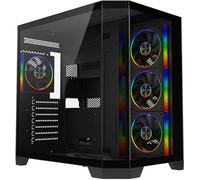 CiT DS360 Black Mid Tower Tempered Glass PC Gaming Case with 4x CiT Sa