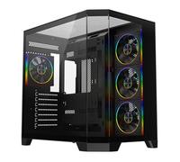 CiT DS360 PRO Black Mid Tower Tempered Glass PC Gaming Case with 4x Ci