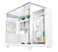 CiT Eclipse mATX Gaming PC Case - Dual Chamber Design - Panoramic Tempered Glass - including 3 x 120mm Infinity ARGB Fans, LED Strip, 6-Port PWM Hub, AIO Support, USB 3.0, USB 2.0, HD Audio | White