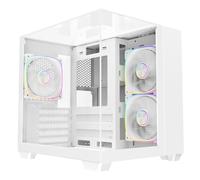 CiT Eclipse Mini mATX Gaming PC Case - Dual Chamber Design - Panoramic Tempered Glass - including 3 x 120mm ARGB Fans, 6-Port PWM Hub, AIO Support, USB 3.0, USB 2.0, HD Audio | White