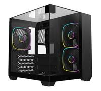 CiT Eclipse Mini mATX Gaming PC Case - Dual Chamber Design - Panoramic Tempered Glass - including 3 x 120mm ARGB Fans, 6-Port PWM Hub, AIO Support, USB 3.0, USB 2.0, HD Audio | Black