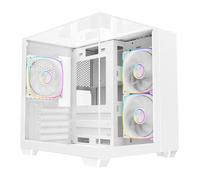 CiT Eclipse Mini mATX Gaming PC Case - Dual Chamber Design - Panoramic Tempered Glass - including 3 x 120mm ARGB Fans, 6-Port PWM Hub, AIO Support, USB 3.0, USB 2.0, HD Audio | White