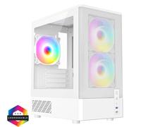 CIT F3 White Mesh MicroATX PC Case with 3x ARGB Fans