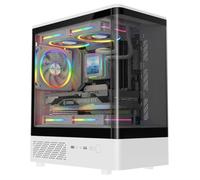 CiT F3 Curved Glass mATX Gaming PC Case - Panoramic Curved Front & Side Tempered Glass - 3x 120mm ARGB Fans Included - Daisy Chain Lighting - USB 3.0 + USB 2.0-240mm AIO Support | White