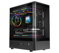 CiT F3 Curved Glass mATX Gaming PC Case - Panoramic Curved Front & Side Tempered Glass - 3x 120mm ARGB Fans Included - Daisy Chain Lighting - USB 3.0 + USB 2.0-240mm AIO Support | Black