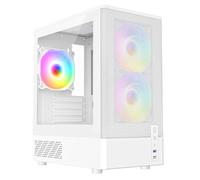 CIT F3 White Mesh MicroATX PC Case with 3x ARGB Fans