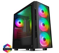 CiT Flash Gaming Matx Case 4x ARGB Fans Tempered Glass Front and Side Panels EPE