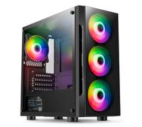 CiT Flash mATX PC Case 4x ARGB Fans, Tempered Glass, 240mm Water Cool, Black