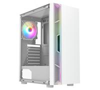 CiT Galaxy White Mid-Tower PC Gaming Case with 1 x LED Strip 1 x 120mm Rainbow RGB Fan Included One Size White