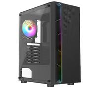 CiT Galaxy Mid Tower ATX Gaming PC Case with LED Strip + Fan - Black One Size Black