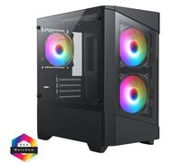 CiT Level 1 Black Micro-ATX PC Gaming Case with 3 x 120mm RGB Rainbow Fans Included With Tempered Glass Front and Side Panel