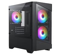 CiT Level 1 Micro-ATX PC Gaming Case M/ATX with Tempered Glass Front & Side Panels with 3 x RGB Rainbow Fans Included | Black