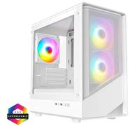 CiT Level 5 White Micro-ATX Mesh PC Gaming Case with 3 x 120mm PWM ARGB Fans Tempered Glass Side Panel - CSCITLEVEL5MW