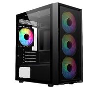 CiT Luna Black Micro-ATX PC Gaming Case with 4 x 120mm Infinity ARGB Fans Included 1 x 4-Port Fan Hub Tempered Glass Side Panel