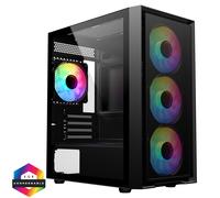 CiT Luna Black Micro-ATX PC Gaming Case with 4 x 120mm Infinity ARGB Fans Included 1 x 4-Port Fan Hub Tempered Glass Side Panel