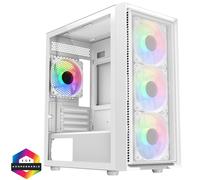 CiT Luna White Micro-ATX PC Gaming Case with 4 x 120mm Infinity ARGB Fans Included 1 x 4-Port Fan Hub Tempered Glass Side Panel