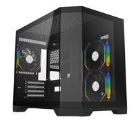 CiT Mars Dual Chamber Panoramic Three-Sided Tempered Glass Micro-ATX PC Computer Case With 3 x 120mm CiT Eclipse Infinity PWM ARGB Fans & 6-Port PWM Fan Hub Included