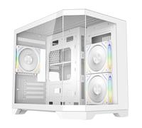 CiT Mars mATX Gaming PC Case - Dual Chamber Panoramic PC Case - Including 3 x 120mm Infinity ARGB Fans, 6-Port PWM Fan Hub, AIO Support, USB 3.0, USB 2.0, HD Audio | White