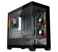 CiT Mercury Gaming PC Case, Micro ATX PC Case with 3 ARGB PWM Fans, Black | Panoramic dual tempered glass computer case with 3 PWM ARGB fans included, a 9 port fan hub and 360mm radiator support