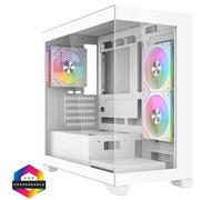 CiT Mercury Micro ATX Gaming PC Case - Dual Tempered Glass Fish Tank PC Case with 3 x 120mm Infinity ARGB Fans, 6-Port PWM ARGB Fan Hub, 360mm AIO Cooling Support, USB 3.0, USB 2.0, Mic Port | White