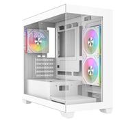 CiT Mercury Micro ATX Gaming PC Case - Dual Tempered Glass Fish Tank PC Case with 3 x 120mm Infinity ARGB Fans, 6-Port PWM ARGB Fan Hub, 360mm AIO Cooling Support, USB 3.0, USB 2.0, Mic Port | White
