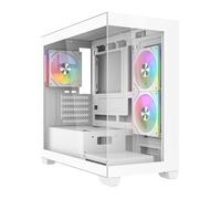 CiT Mercury Micro ATX Gaming PC Case - Dual Tempered Glass Fish Tank PC Case with 3 x 120mm Infinity ARGB Fans, 6-Port PWM ARGB Fan Hub, 360mm AIO Cooling Support, USB 3.0, USB 2.0, Mic Port | White