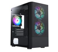 CiT Meta Airflow Micro-ATX PC Gaming Case M/ATX with Mesh Front Panel & Tempered Glass Side Panel with with 2 x 140mm ARGB Fans & 1 x 120mm ARGB Fan Included | Black