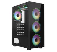 CIT Mirage F6 6x RGB Rainbow Fans Glass Front and Side Panel PC Case
