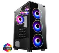 CIT Mirage F6 6x RGB Rainbow Fans Glass Front and Side Panel PC Case