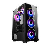 CIT Mirage F6 6x RGB Rainbow Fans Glass Front and Side Panel PC Case