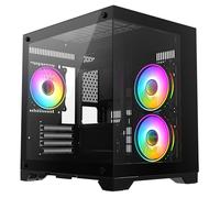CIT Overseer Black MicroATX PC Case with 3x Celsius Dual-Ring Fans