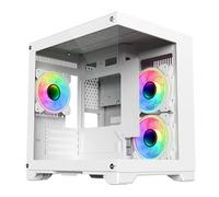CIT Overseer White MicroATX PC Case with 3x Celsius Dual-Ring Fans