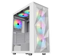 CiT Phantom XL White Mid-Tower Airflow PC Gaming Case E-ATX with Crinkle Mesh Front Panel & Tempered Glass Panel with 6 x 120mm ARGB Inner-Ring Fans & 6-Port Hub Included