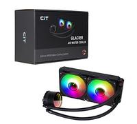 CiT Pro Glacier 240mm Black ARGB CPU Liquid Cooler, AIO Cooler 240mm CPU Water Cooler For Intel & AMD, Two CiT Pro YH120 Infinity PWM Fans, 800 to 1800RPM & Infinity Mirror Cap Design | Black