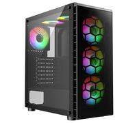 CiT Raider Gaming PC Case 6 x Halo Spectrum RGB LED Fan Tempered Glass Panels UK