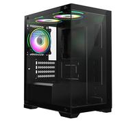 CiT Range Black Dual Tempered Glass Panelling Micro-ATX PC Gaming Case with 6-Port PWM Fan Controller and 3 x CiT Tornado Infinity 120mm ARGB Dual-Ring Fans Included