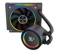 CiT Saturn 120mm AIO CPU Liquid Cooler - 120mm Radiator - 120mm Saturn ARGB PWM Fans - Smart Digital CPU temperature Display - AM5, AM4 - LGA 1700, 1200/115X, 1366, 2011, 2066 Compatible | Black