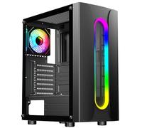 CiT Sauron ATX PC Gaming Case With ARGB LED Strip, 1 x 120mm ARGB Three-Sided Infinity Fan & Tempered Glass Side Panel | Black