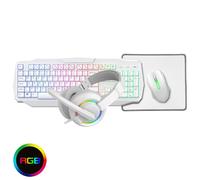CiT Scorpion 4-in-1 White Keyboard, Mouse, Headset and Mouse Pad Combo