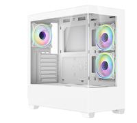 CiT Sense White Dual Tempered Glass Panelling ATX PC Gaming Case with 6-Port PWM Fan Controller and 3 x CiT Tornado Infinity 120mm ARGB Dual-Ring Fans Included