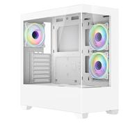 CiT Sense White Dual Tempered Glass Panelling ATX PC Gaming Case with 6-Port PWM Fan Controller and 3 x CiT Tornado Infinity 120mm ARGB Dual-Ring Fans Included