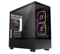 CiT Solar Mid-Tower Gaming PC Case - Dual Tempered Glass Micro ATX PC Case with 3 x 120mm Infinity ARGB Fans and 6-Port PWM Fan Hub included, 360mm AIO Support, USB 3.0, USB 2.0, HD Audio/Mic | Black