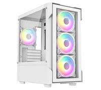 CiT Tornado White Gaming PC Case - Micro-ATX PC Case with 4 x 120mm Dual-Ring ARGB Infinity Fans Included -Tempered Glass Front Panel - AIO Liquid Cooling Support - USB 3.0, USB 2.0 - HD Audio/Mic