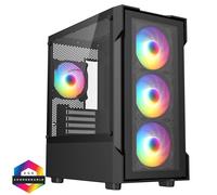 CiT Tsunami Black Micro-ATX Gaming Case With 4 x 120mm ARGB Inner-Ring Fans - CSCITTSUNAMIBLK